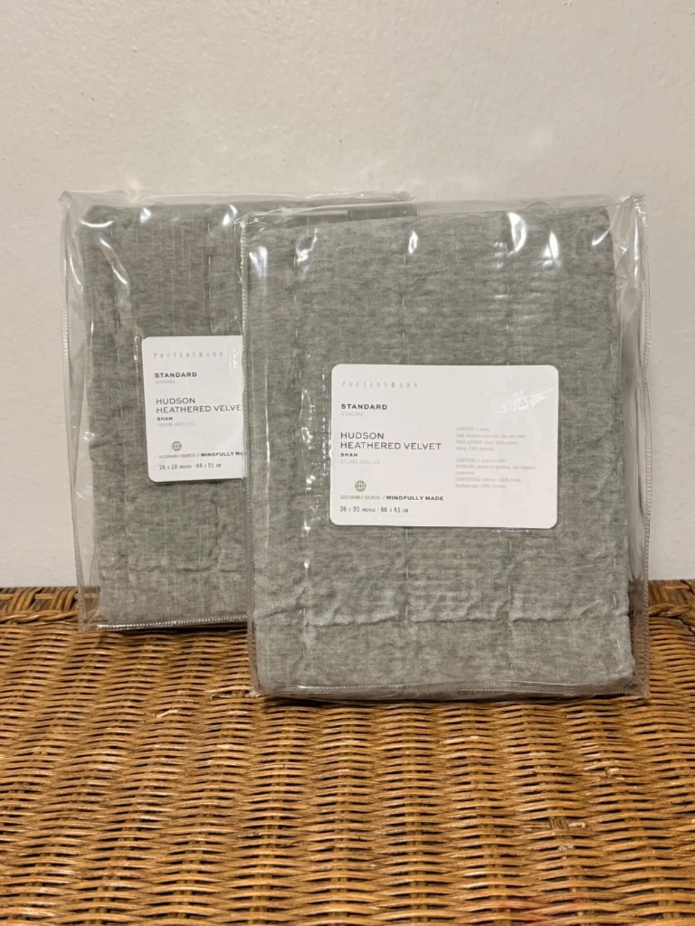 Pottery Barn Hudson Washed Velvet Pillow Shams Set of 2